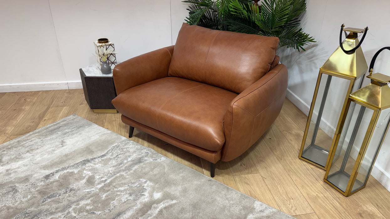Sofology Adler Leather Loveseat in Relaxed Soft Tan
