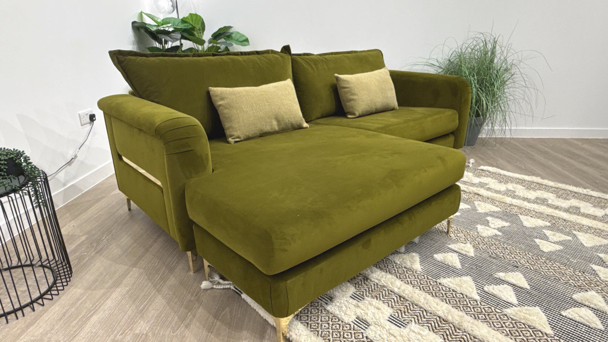 Sofology Eastwood Grande Chaise Fabric Sofa in Moss Velvet