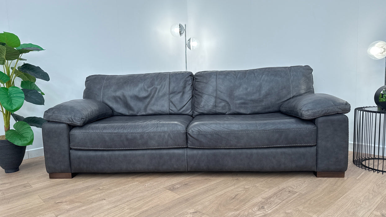 Linara 4 Seater - Leather Sofa - Virginia Slate