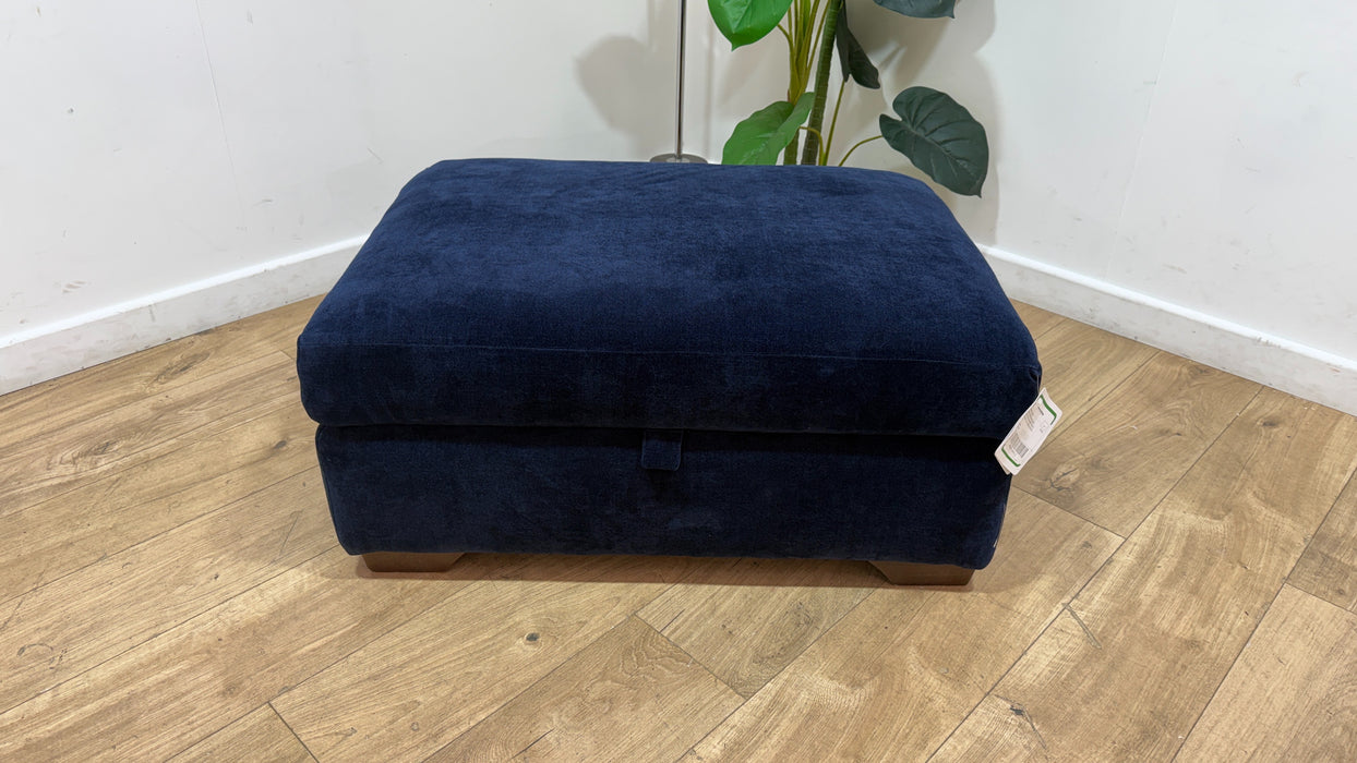 Sofology Tallulah Fabric Storage Footstool in Basketweave Chenille Navy