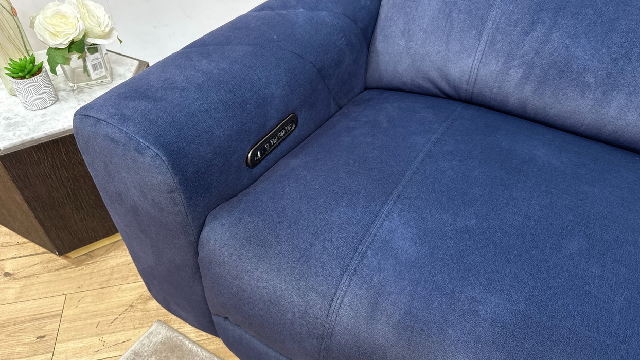 Sofology Allure Fabric 2.5 Seater Power Recliner/Headrest Lumbar Support in Lifestyle Flecked Navy