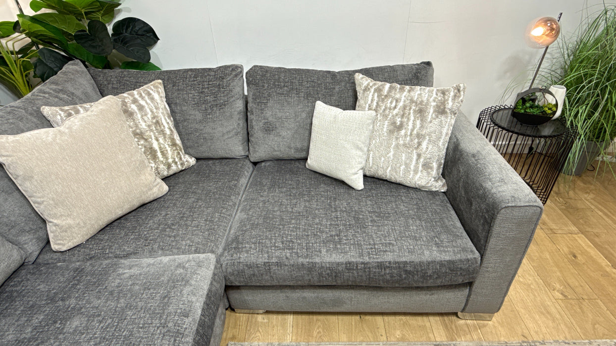 Sofology Majestica Fabric 3 Corner 1 in Teddy Chenille Grey Mix