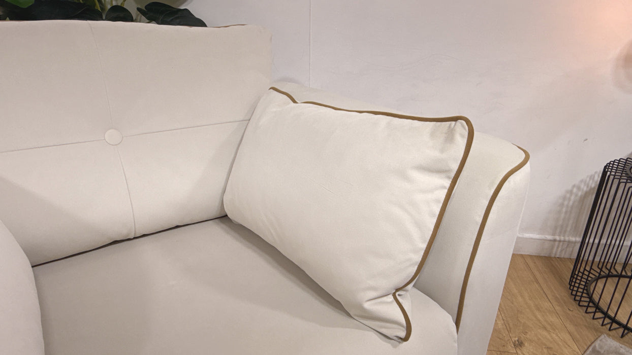Sofology Remy Fabric Chair in Super Matt Velvet Ecru With Cream Contrast Piping