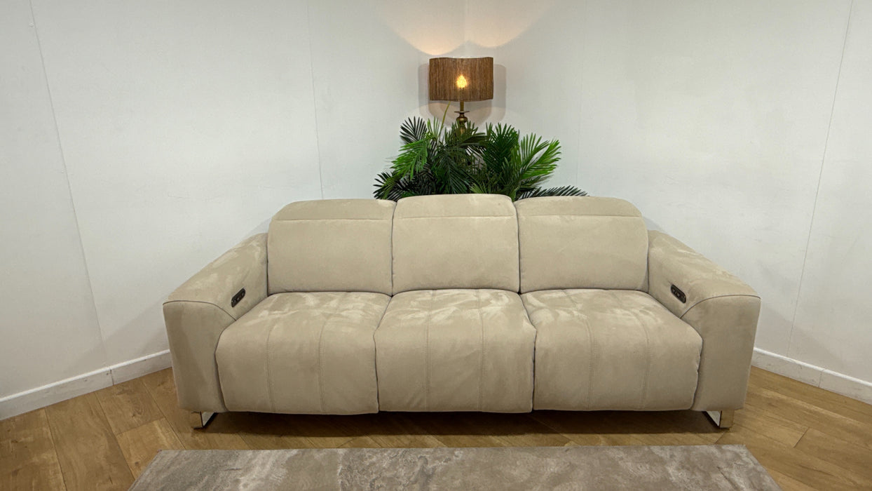 Sofology Marvella Fabric 3 Seater Power Recliner/Headrest in Lifestyle Nubuck Feel Stone