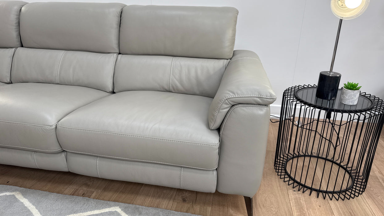 Illinois Corner Sofa Power Recliner, Power Hdrst - Trusty Sheen Leather - Cloud