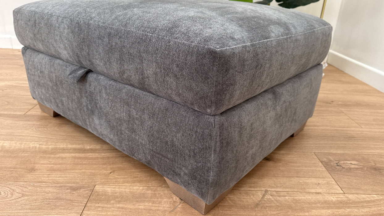 Tallulah Fabric Storage Footstool - Fabric - Chenille Slate All Over