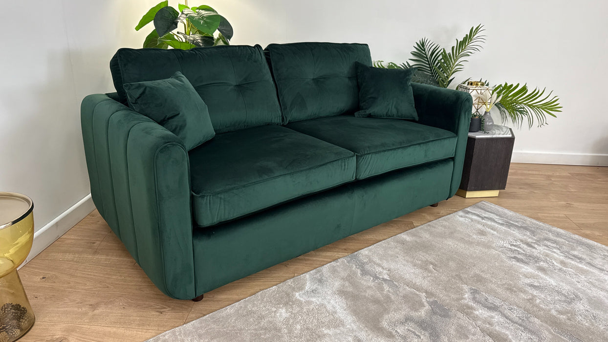 Sofology Islington Fabric 3 Seater Hypnos Deluxe Sofa Bed in Sleek Green
