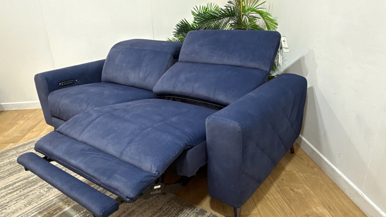 Sofology The Allure Fabric 2.5 Seater Power Recliner/Headrest Heated Seats Lumbar Support in Lifestyle Flecked Navy
