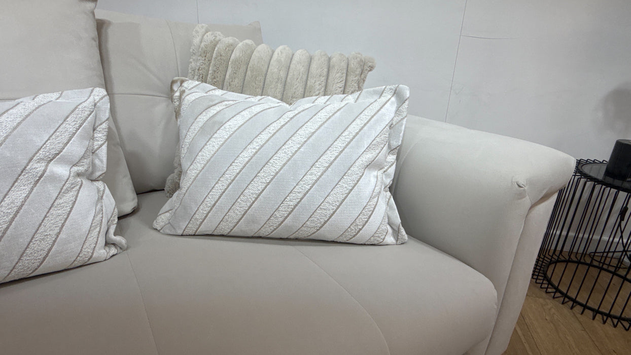 Sofology Oscar Fabric 3 Seater Gold Trim in Super Matt Velvet Ecru Mix