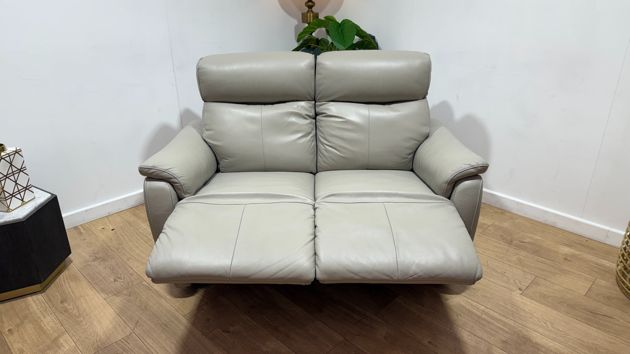 Sofology Parker Leather 2 Seater Power Recliner/Headrest in Trusty Sheen Lead Grey