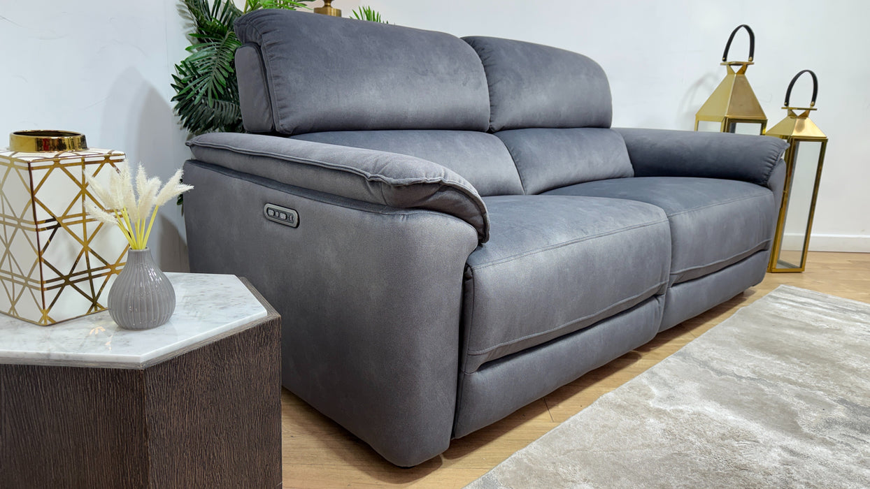 Sofology Hugo Fabric 2.5 Seater Power Recliner/Headrest in Lifestyle Flecked Charcoal