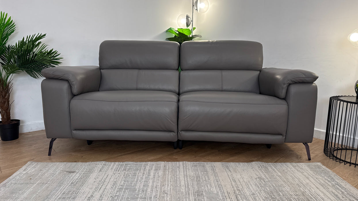 Sofology The Fratelli Leather 2.5 Seater Power Recliner/Headrest in Trusty Embossed Elephant