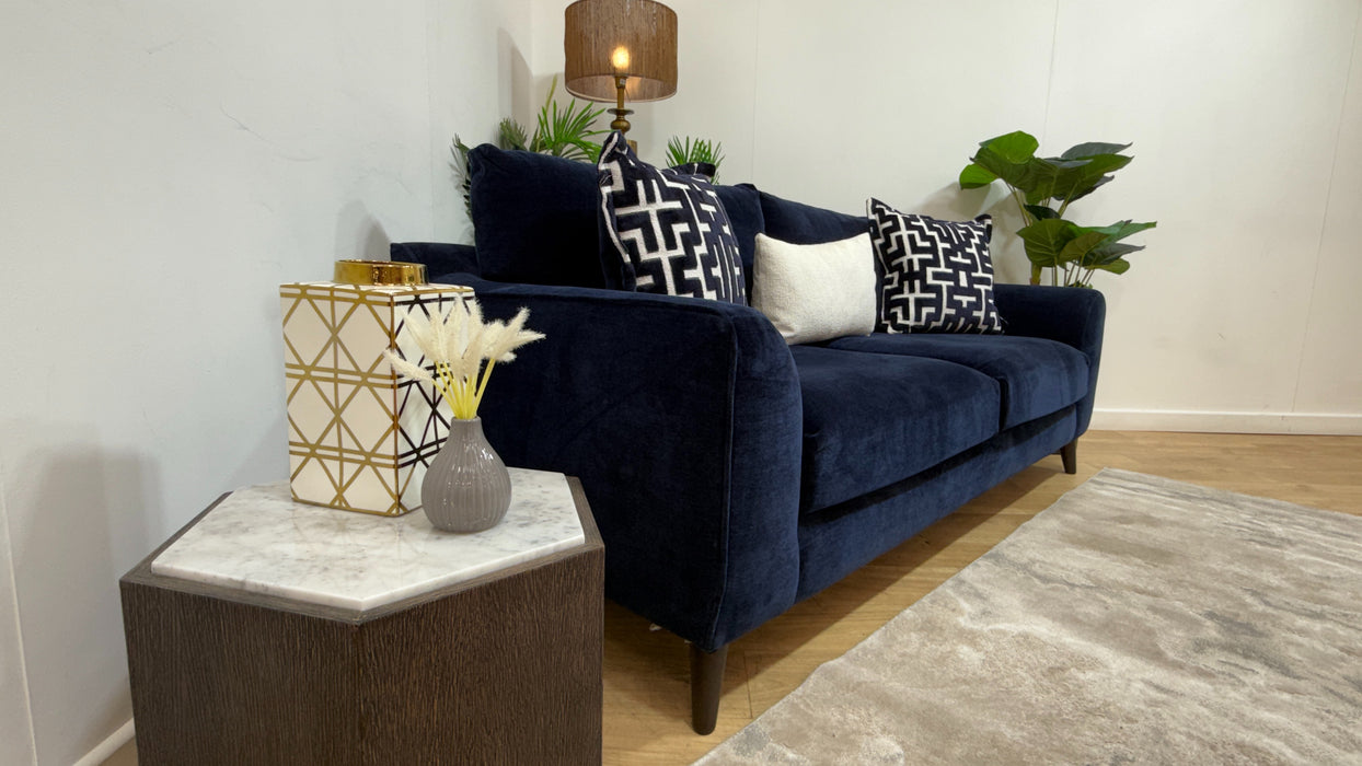 Sofology Mayfair Fabric 3 Seater Foam Seats in Soft Chenille Navy/Navy Mix