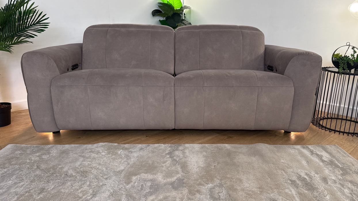Sofology Lumiere Fabric 2.5 Seater Power Recliner/Headrest Heated Seat in Lifestyle Flecked Nutmeg