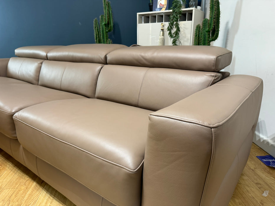 Metropolitan Fabric 4 Seater Chaise Sofabed With Storage - Matt Leather Plus Mushroom - ( WA2 )