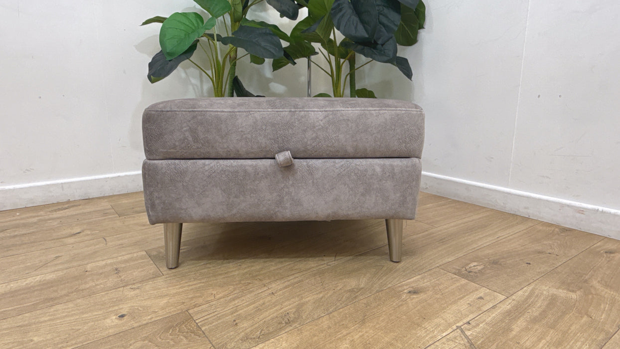 Sofology Hackney Fabric Storage Memory Foam Footstool in Lifestyle Dapple Silver