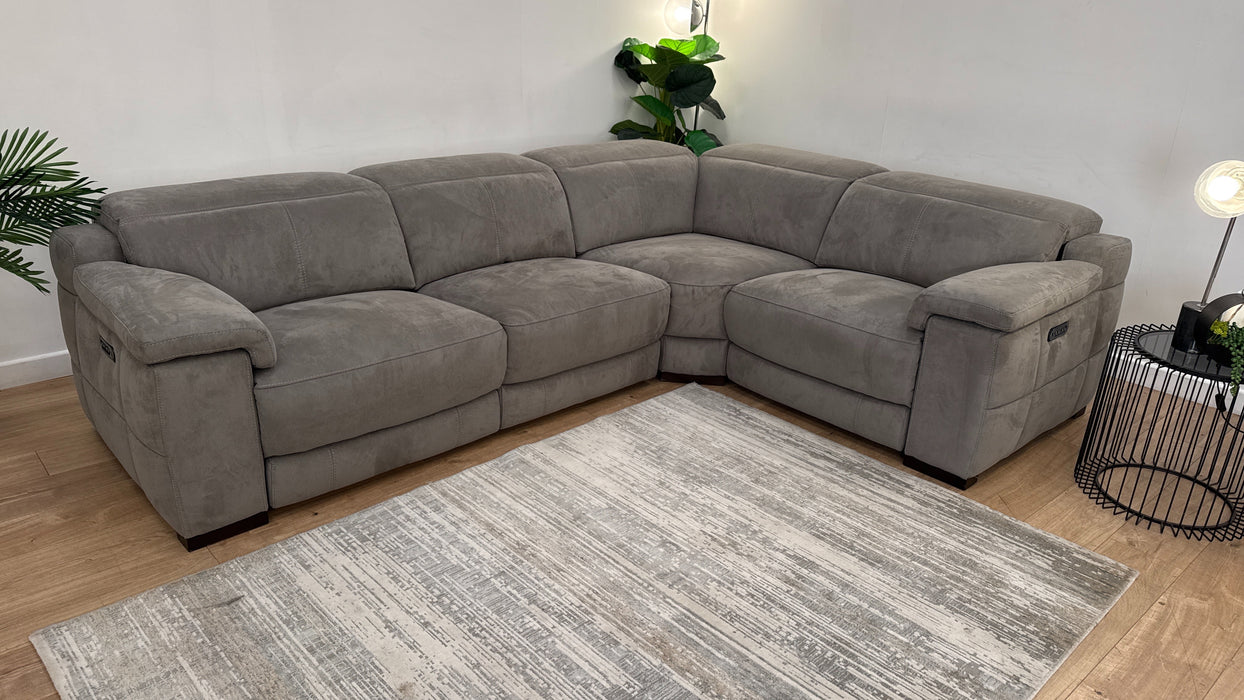 Sofology Laurence Fabric 3 Corner 1 Power Recliner/Headrest in Lifestyle Textured Charcoal