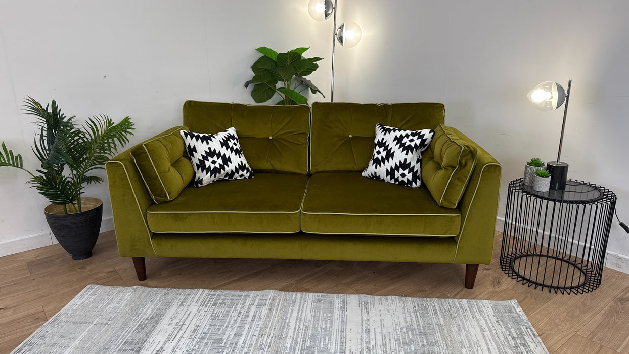 Cricket 3 Seater Sofa - Fabric - Green Velvet Mix