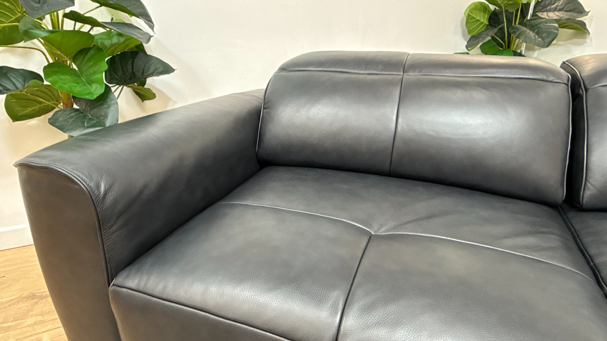 Sofology Riviera Leather 3 Seater Motion Chaise in Trusty Embossed Navy