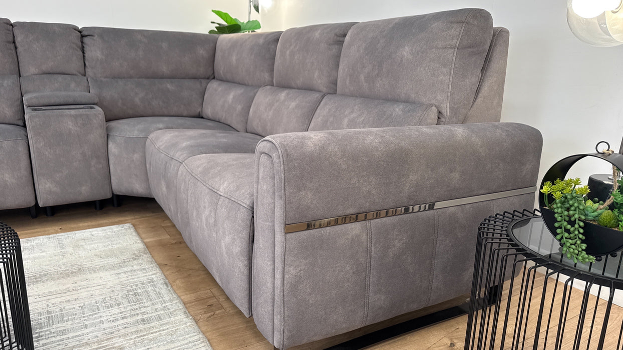 Sofology The Ravello Fabric 1 Corner 2 Console Power Recliner/Headrest in Lifestyle Flecked Mocha