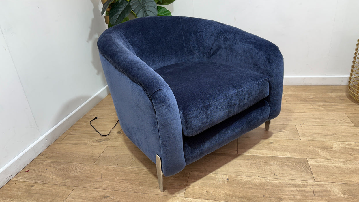 Sofology Oscar Fabric Accent Chair in Fine Textured Chenille Denim Mix