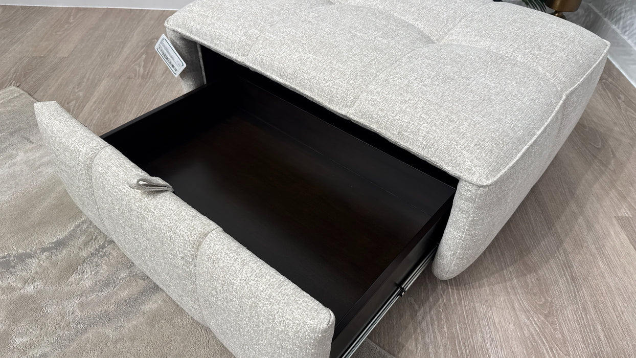Sofology Lumiere Fabric Storage Footstool in Cream