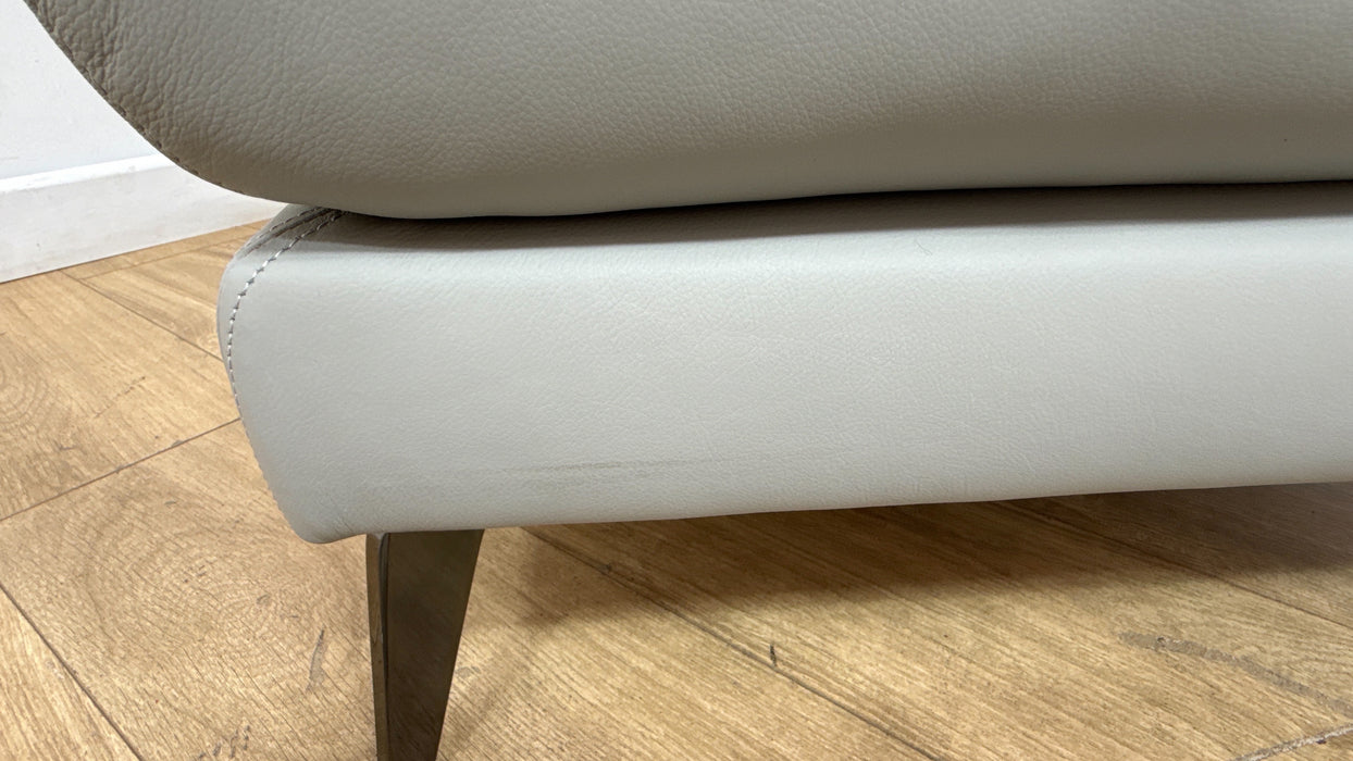 Sofology Adler Leather Designer Footstool in Trusty Matt Light Grey