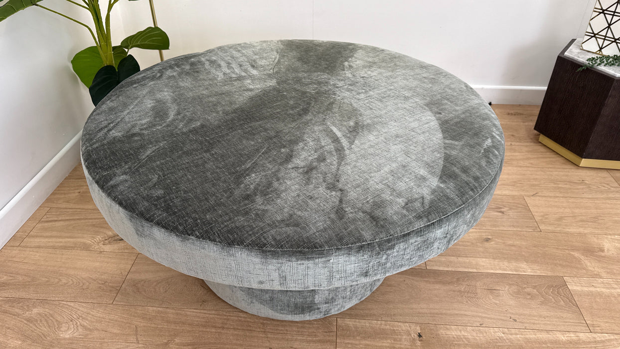 Luella Fabric Footstool in Chenille Alpine Green All Over