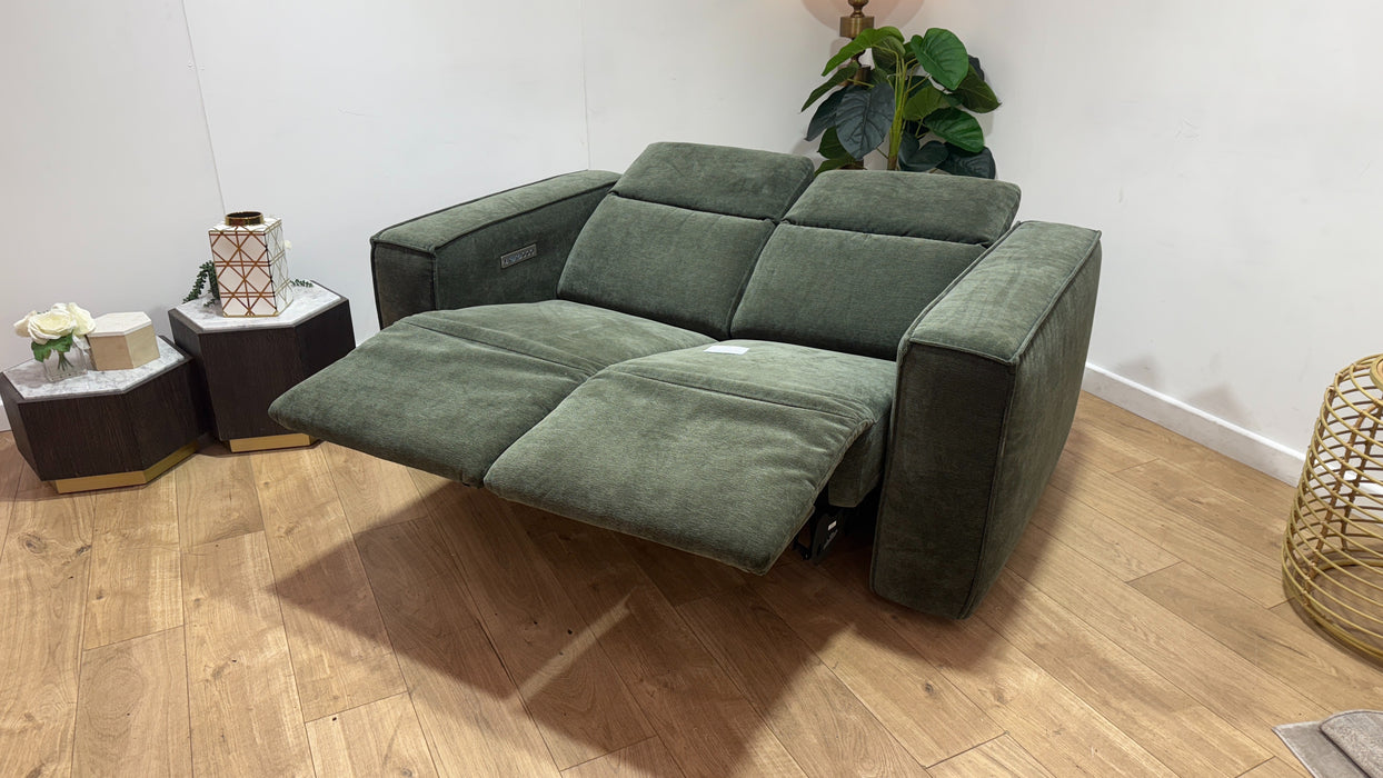 Sofology Horizon Fabric 2 Seater Power Recliner/Headrest in Textured Chenille Pine