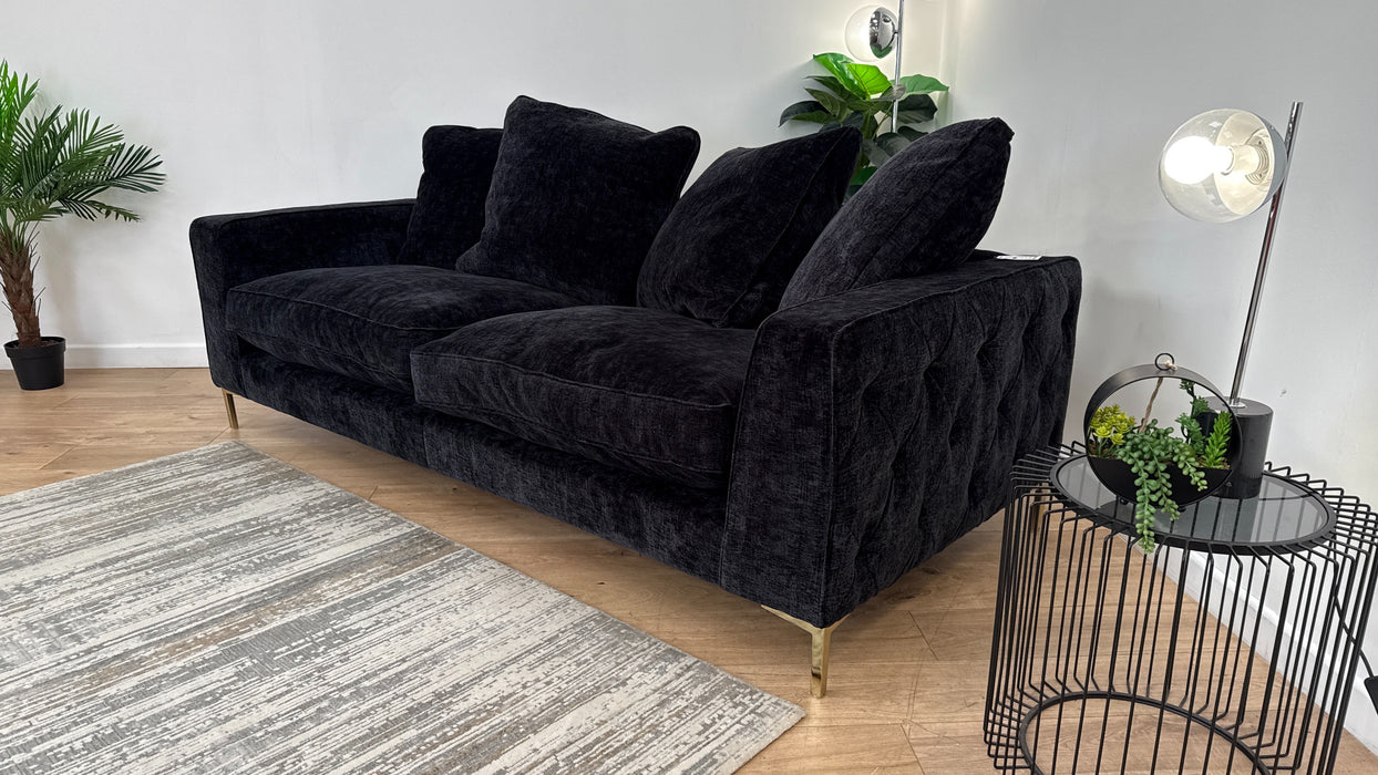 Sofology Rococo Fabric 4 Seater Pillow Back in Verbier Black Mix