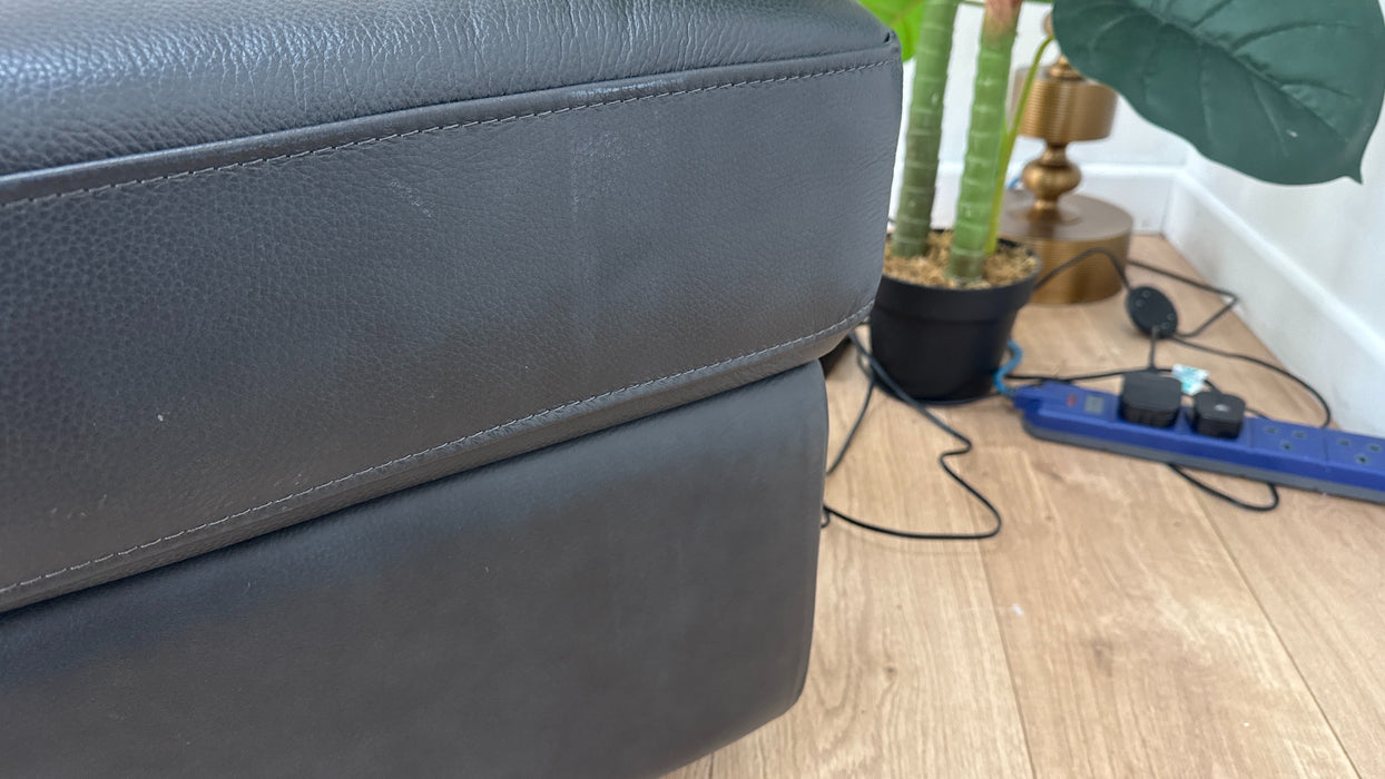 Sofology Muse Leather Designer Footstool in Trusty Embossed Navy