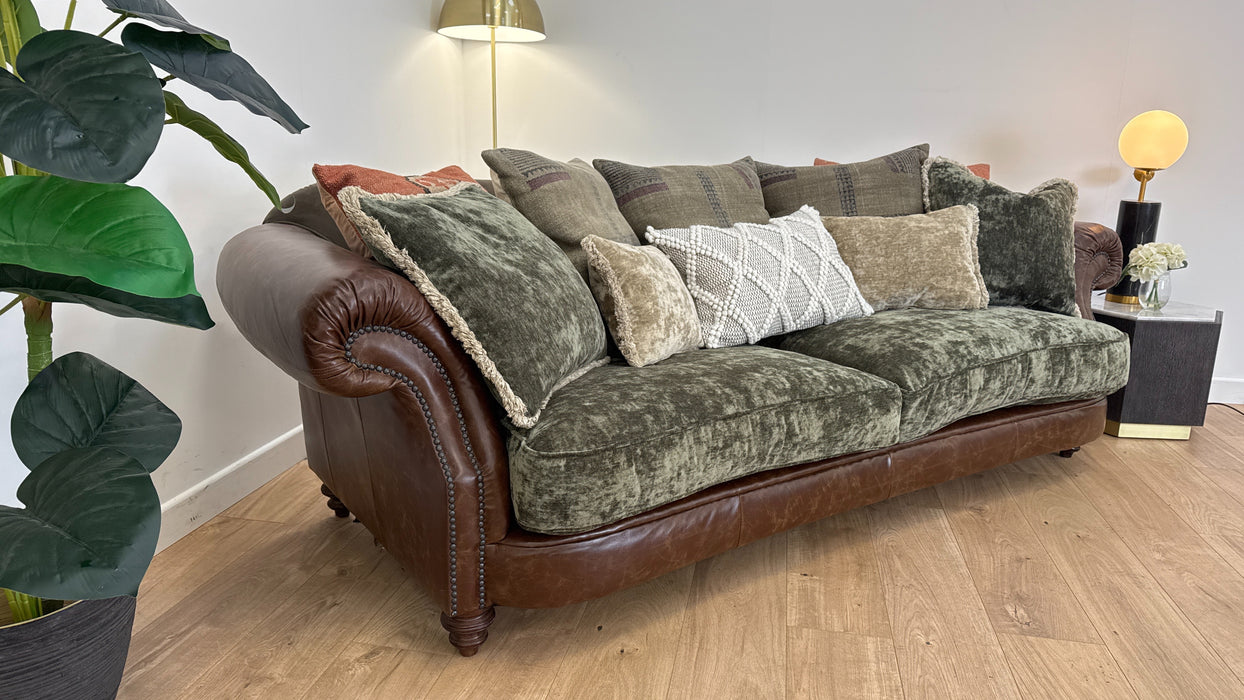 Ruskin 4 Seater Leather/Fabric Sofa