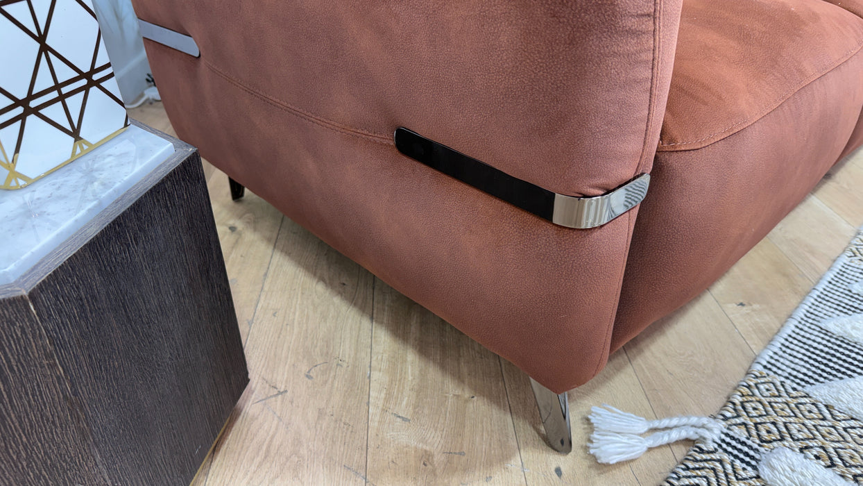 Sofology Arlington Fabric 2 Seater Power Recliner/Headrest Lumbar Support in Lifestyle Mottled Rust