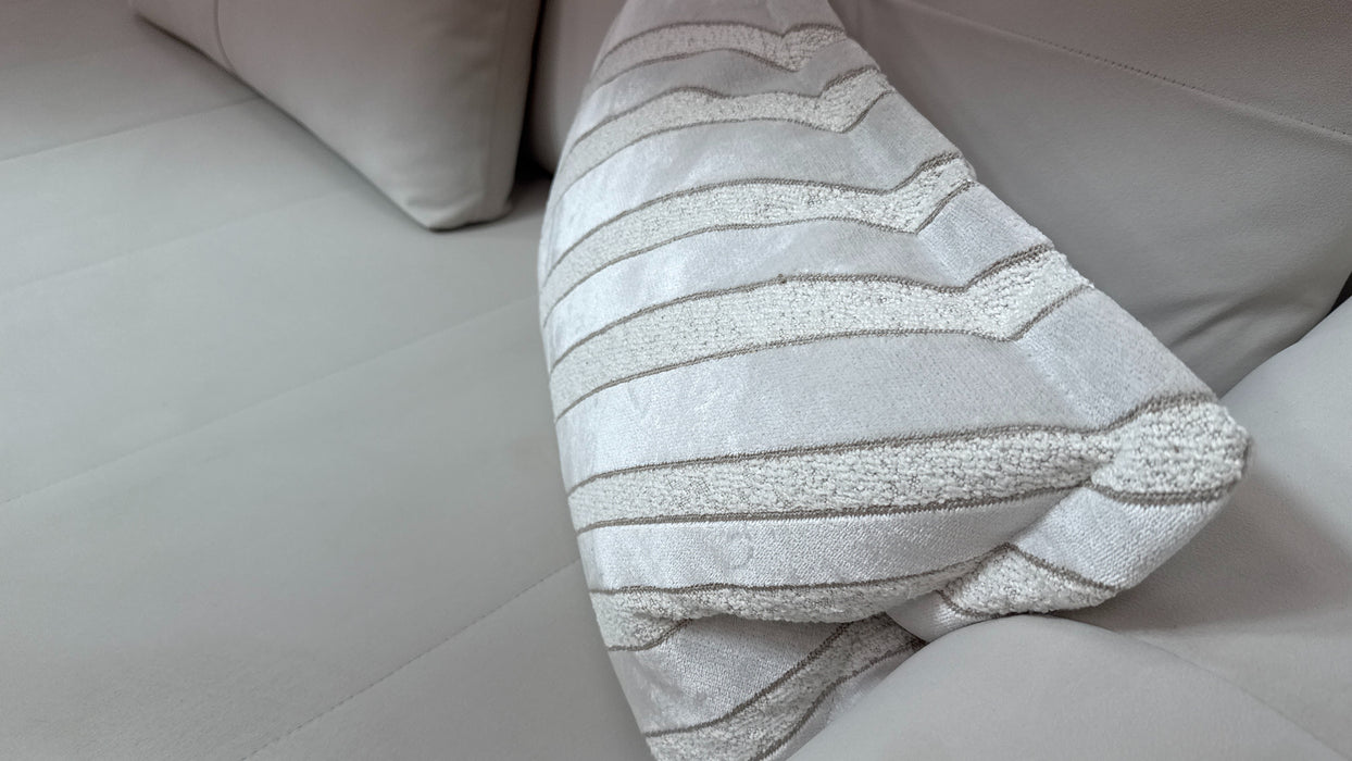 Sofology Oscar Fabric 4 Seater Gold Trim in Super Matt Velvet Ecru Mix