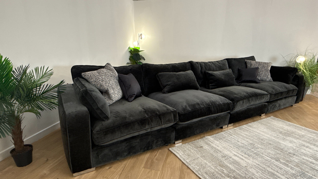 Sofology Cavalli 3 Seater Split Fabric Sofa + 2 x Armless Units  in Deluxe Chenille Slate