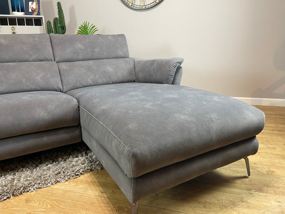 Missouri 3 Seater Chaise - Lifestyle Flecked Mocha Fabric - Power Recliner & Power Headrest (WA2)