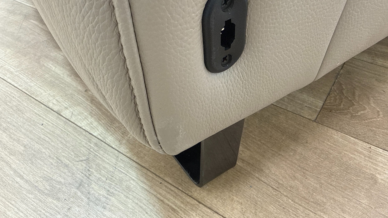Sofology Ravello Leather 2.5 Seater Power Recliner/Headrest Lumbar Support in Trusty Embossed Stone
