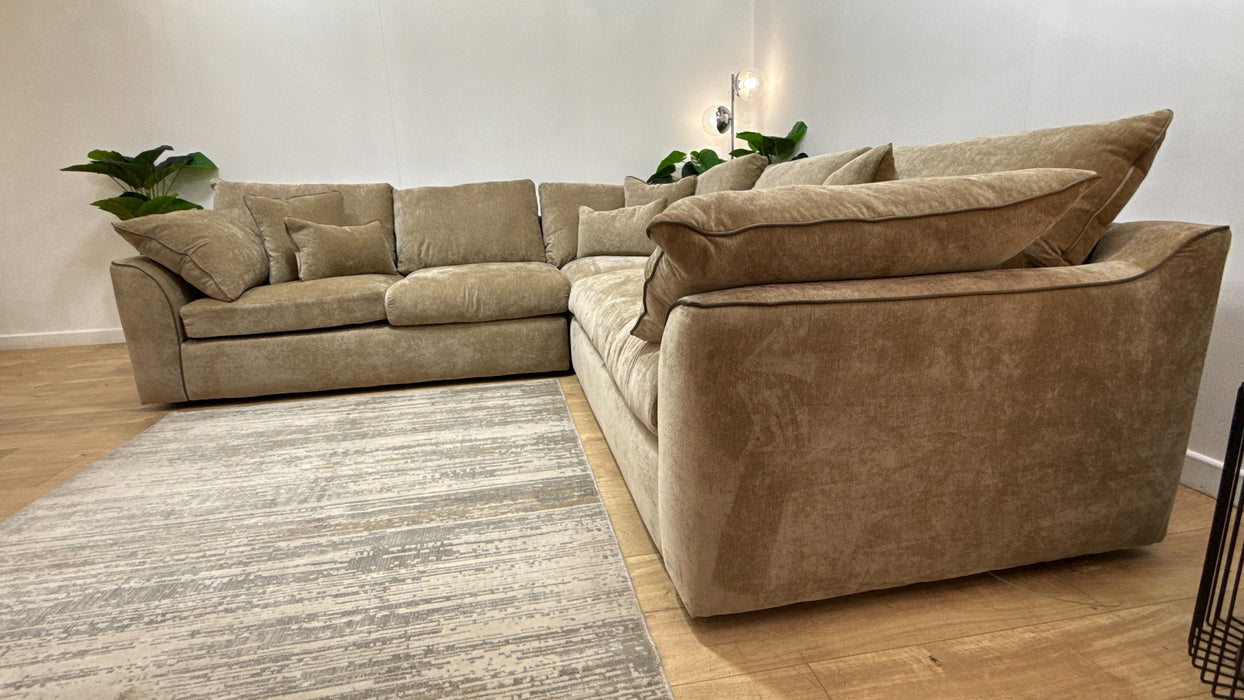 Sofology Georgio Fabric 3 Corner 3 Feather Flex Seats in Lifestyle Plush Chenille Barley Mix