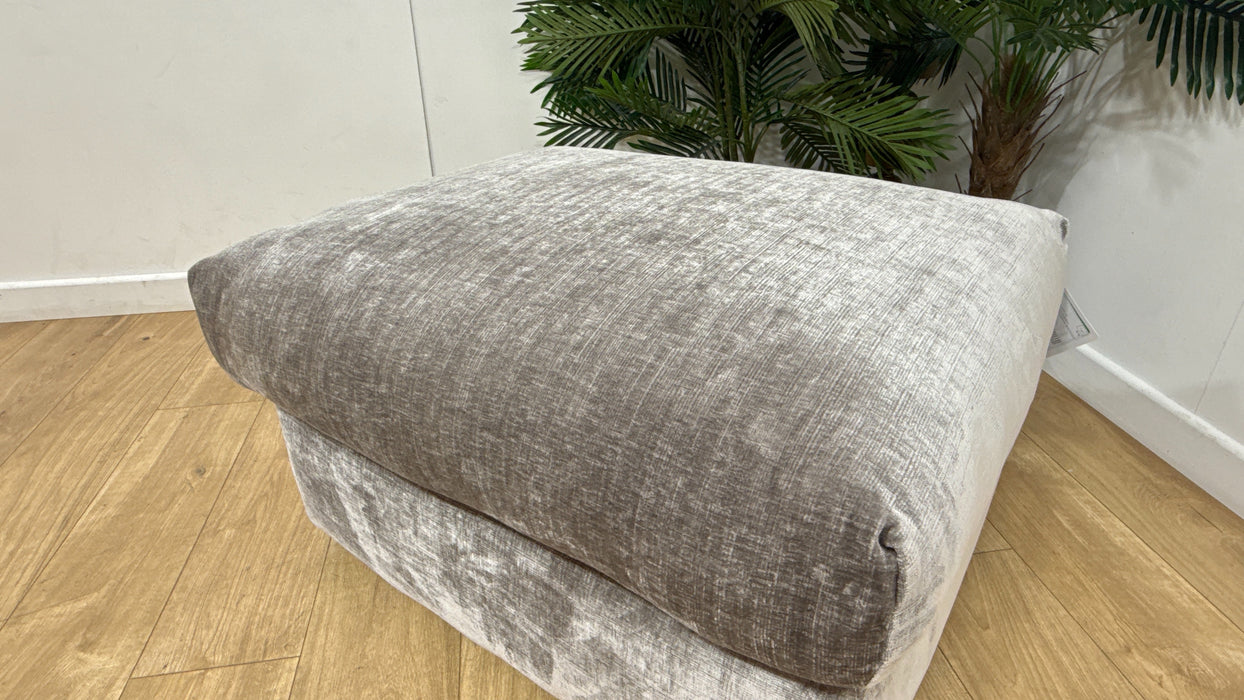 Sofology Georgio Fabric Designer Footstool Feather Flex in Luxe Chenille Pewter