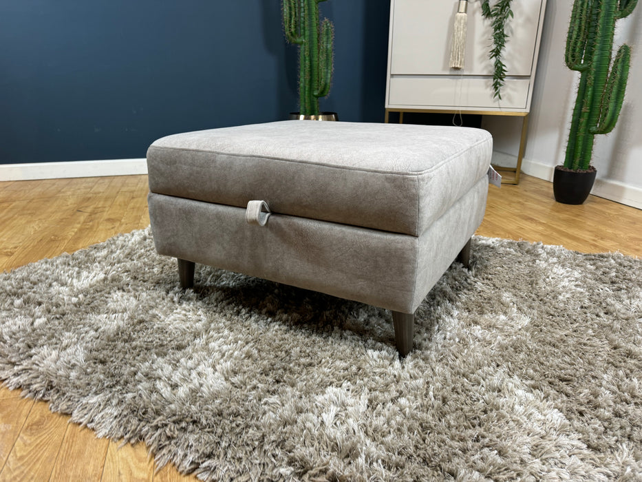 The Hackney Fabric Storage Footstool - Dapple Stone (WA2)