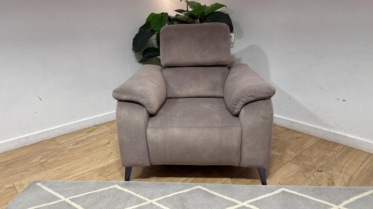 Sofology Bailey Fabric Chair Power Recliner/Headrest in Lifestyle Flecked Nutmeg