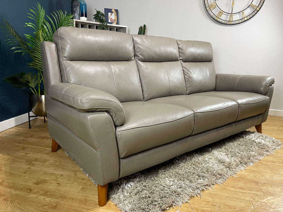 Lucca 3 Seater Le Mans Trusty Soft Sheen Taupe Leather (WA2)