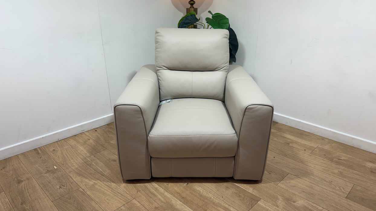 Sofology Sample Leather Chair Power Recliner in Trusty Matt Stone