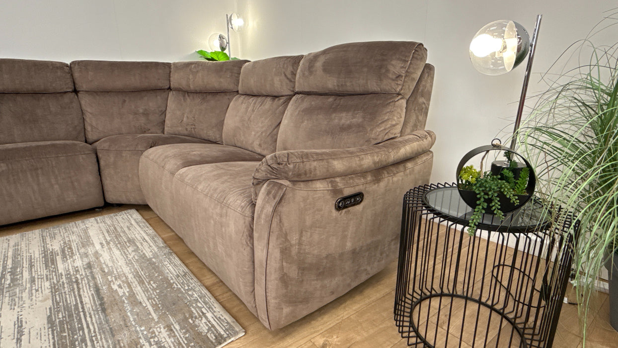 Sofology Parker 3 Corner 3 Recliner Fabric Sofa in Heritage Cedar