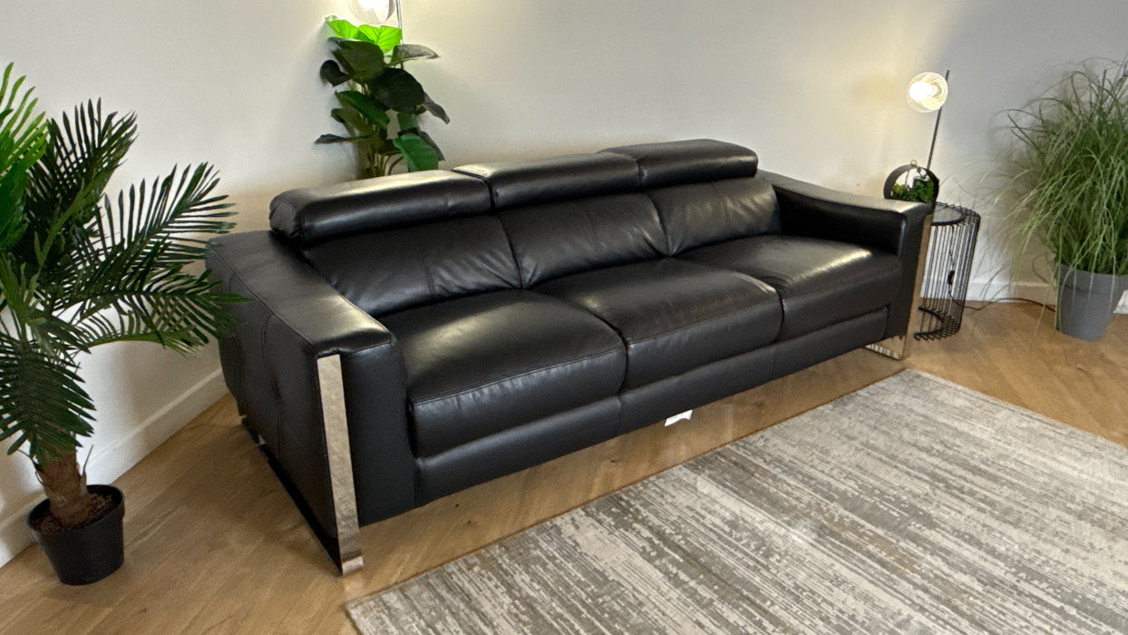 Sofology The Torres Leather 4 Seater in Jet Black