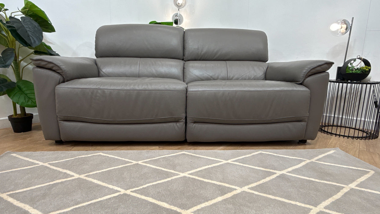 Sofology Hugo Leather 2 Seater Power Recliner/Headrest in Trusty Embossed Elephant