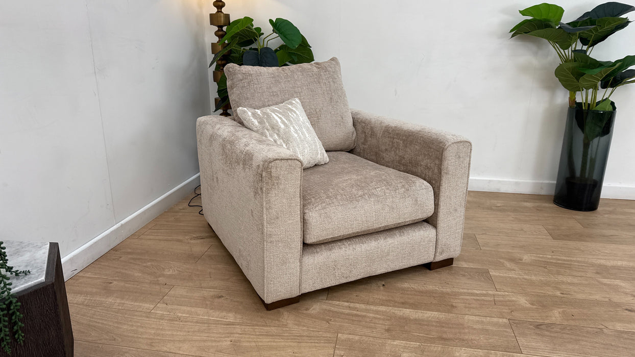 Sofology Majestica Fabric Chair in Teddy Chenille Natural Mix