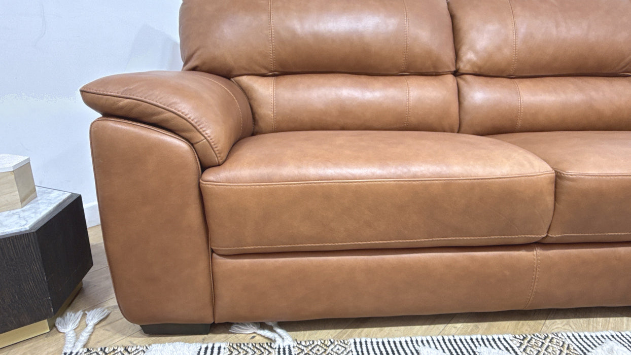 Sofology Santina 3 Seater Leather Sofa in Relaxed  Tan