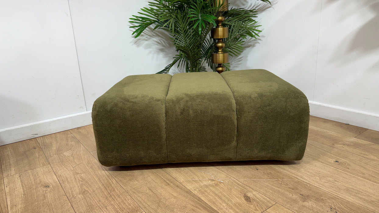 Sofology Waldorf Fabric Storage Footstool in Soft Sherpa Olive