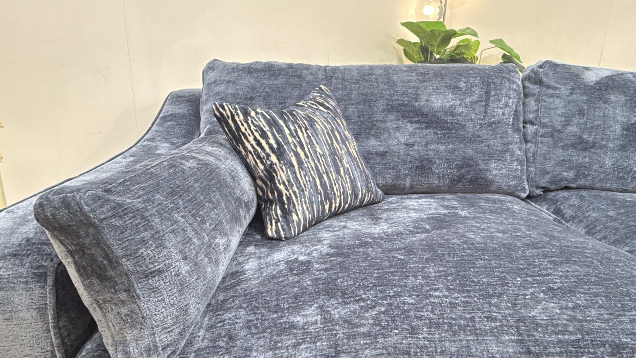 Sofology Bellagio Fabric 4 Seater Split Reversible Feather Flex Interior in Chunky Luxe Chenille Navy Mix